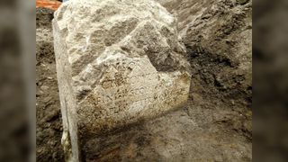 The stone marking the sacred limits of the ancient city was found near the historic center of Rome in June 2021.