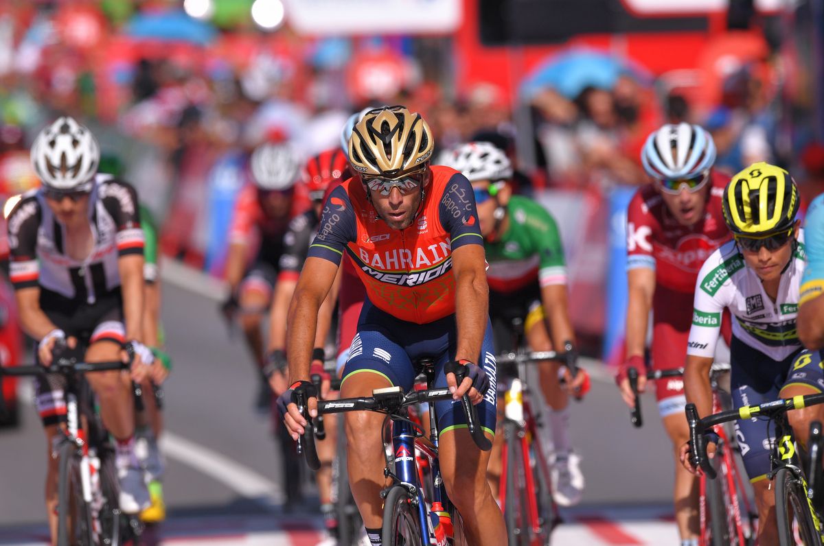 Vincenzo Nibali (Bahrain-Merida) crosses the line