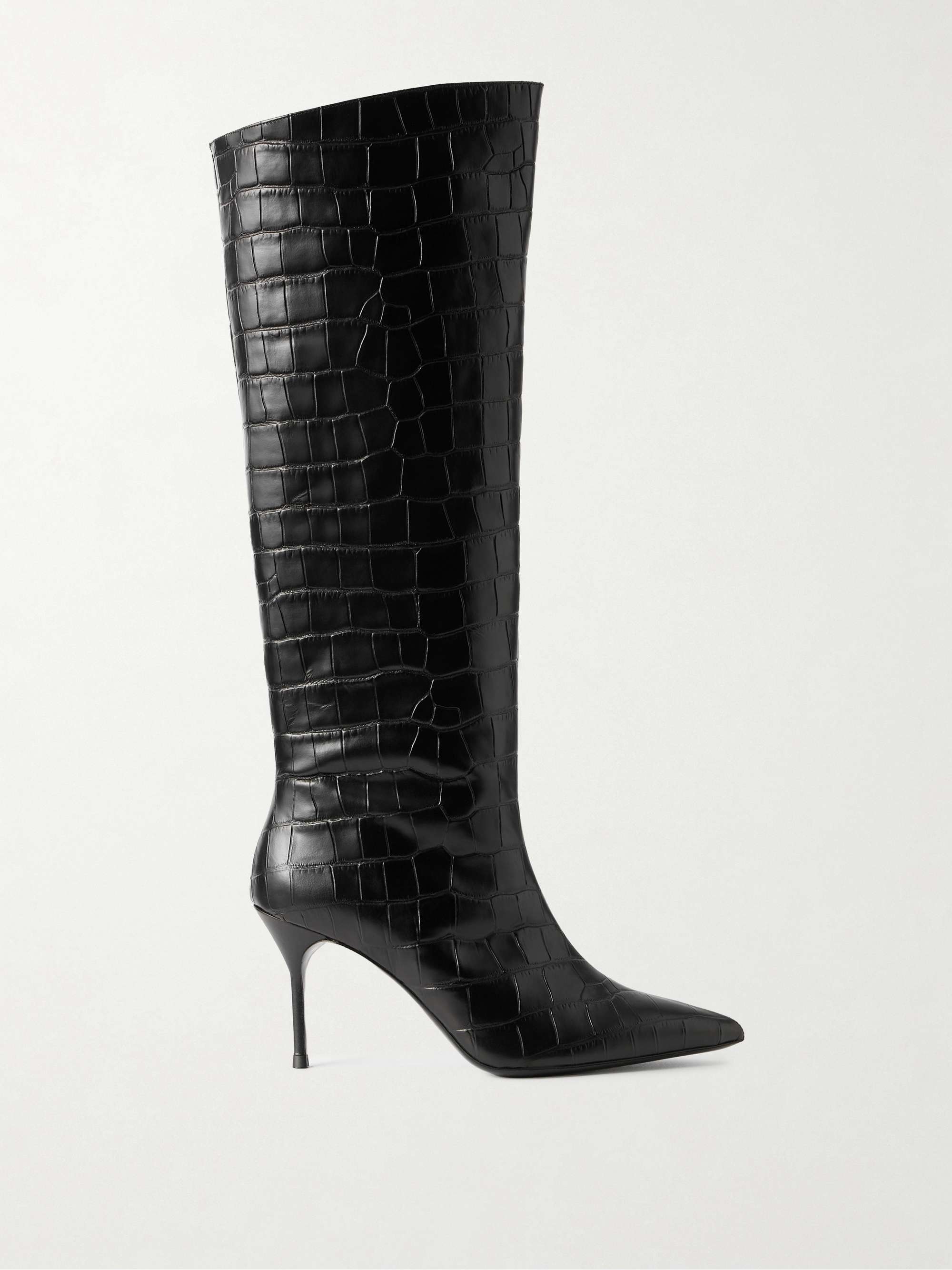 Sebastian Croc-Effect Leather Knee Boots