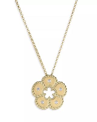 Roberto Coin, 18K Yellow Gold Diamond Chrysanthemum Pendant Necklace