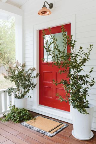 A red painted door