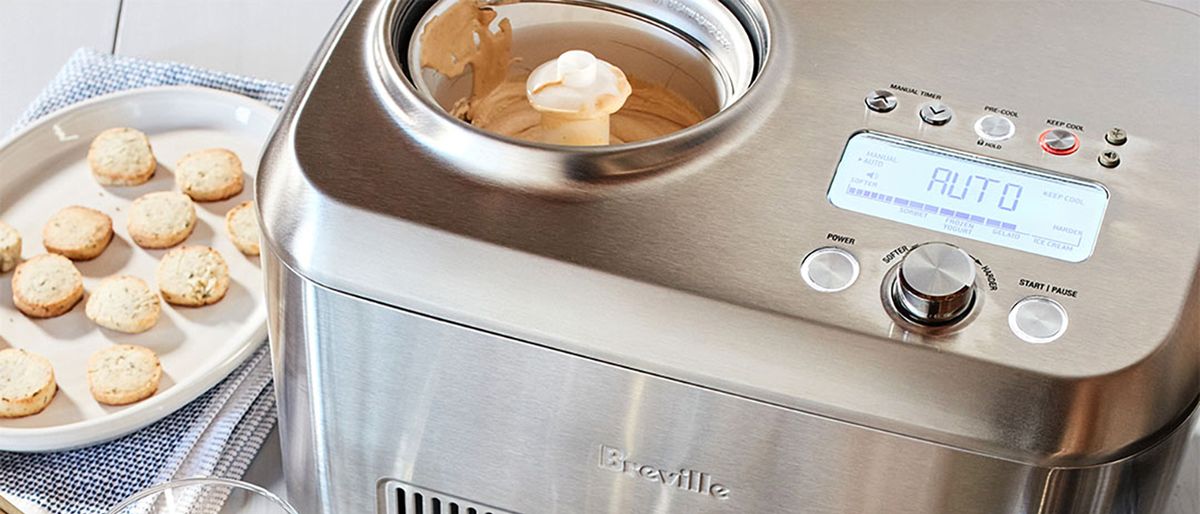 Brevile Smart Scoop Ice Cream Maker sitting on table