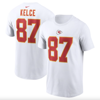 Men's Nike Travis Kelce White Kansas City Chiefs Player Name & Number T-Shirt