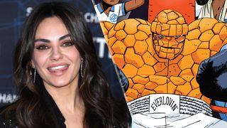 (L, R) Mila Kunis and The Thing, whom the actress was rumored to be playing in Marvel's Fantastic Four movie