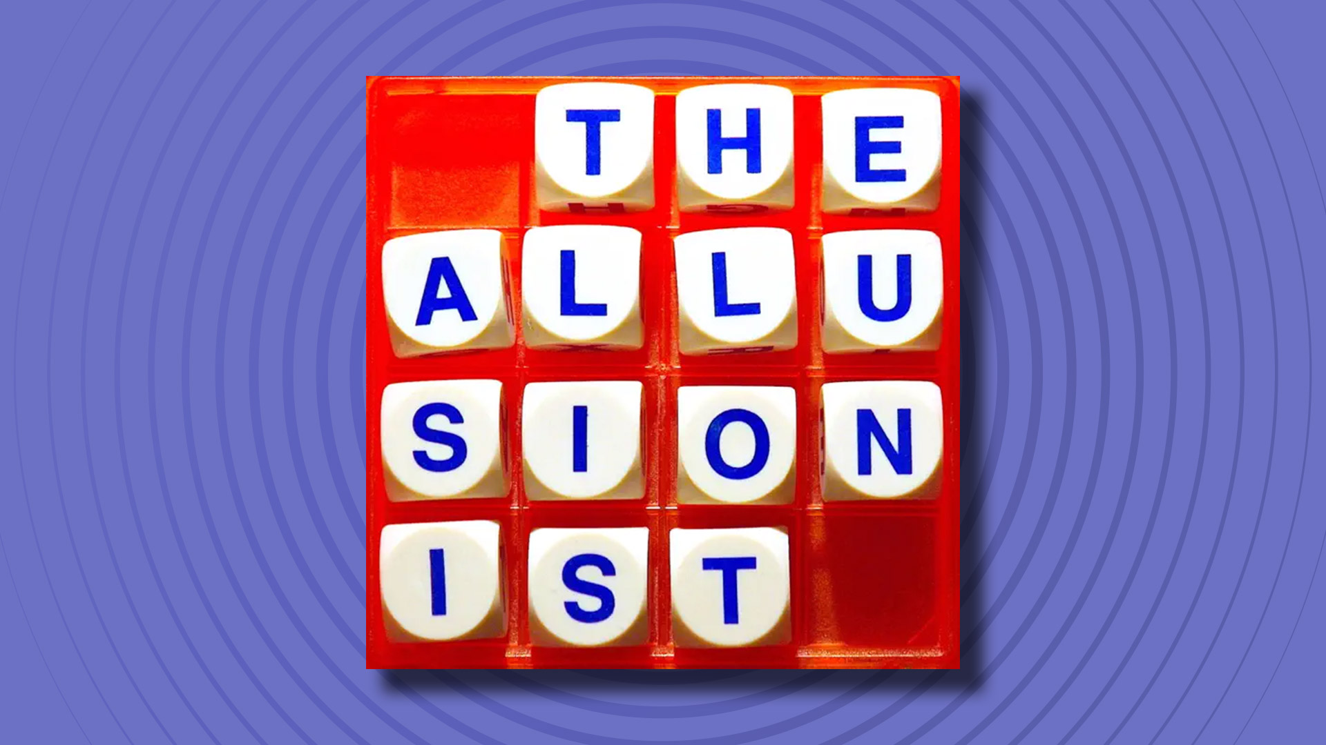The logo of the Allusionist podcast on a purple background