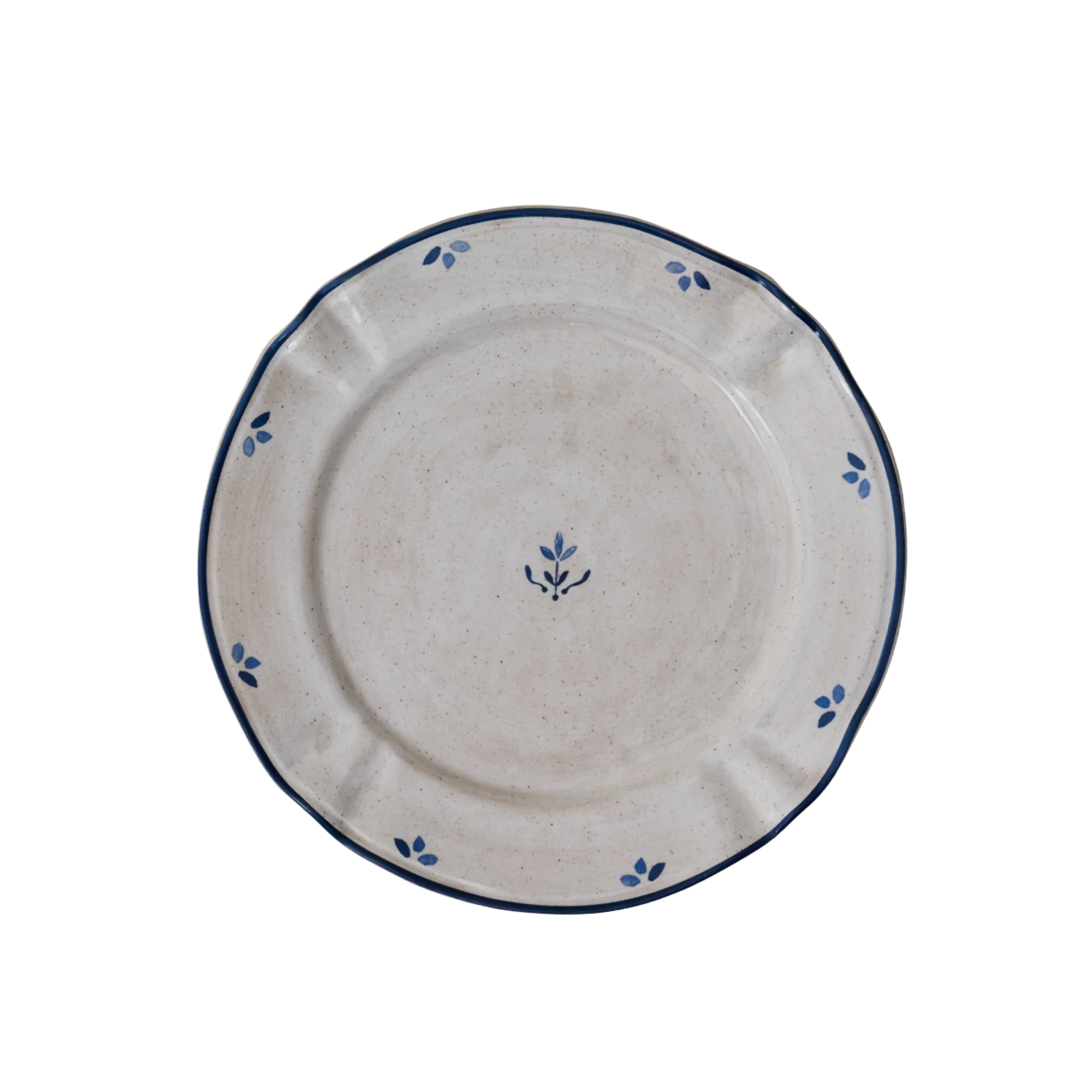 a blue floral plate