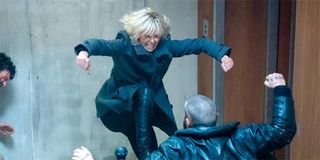 Atomic Blonde Charlize Theron kicking ass