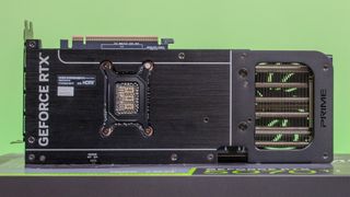 The backplate of the Nvidia GeForce RTX 5070 Ti