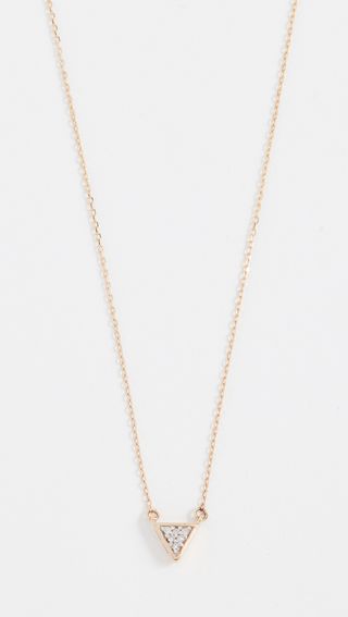 14k Super Tiny Solid Pave Triangle Necklace