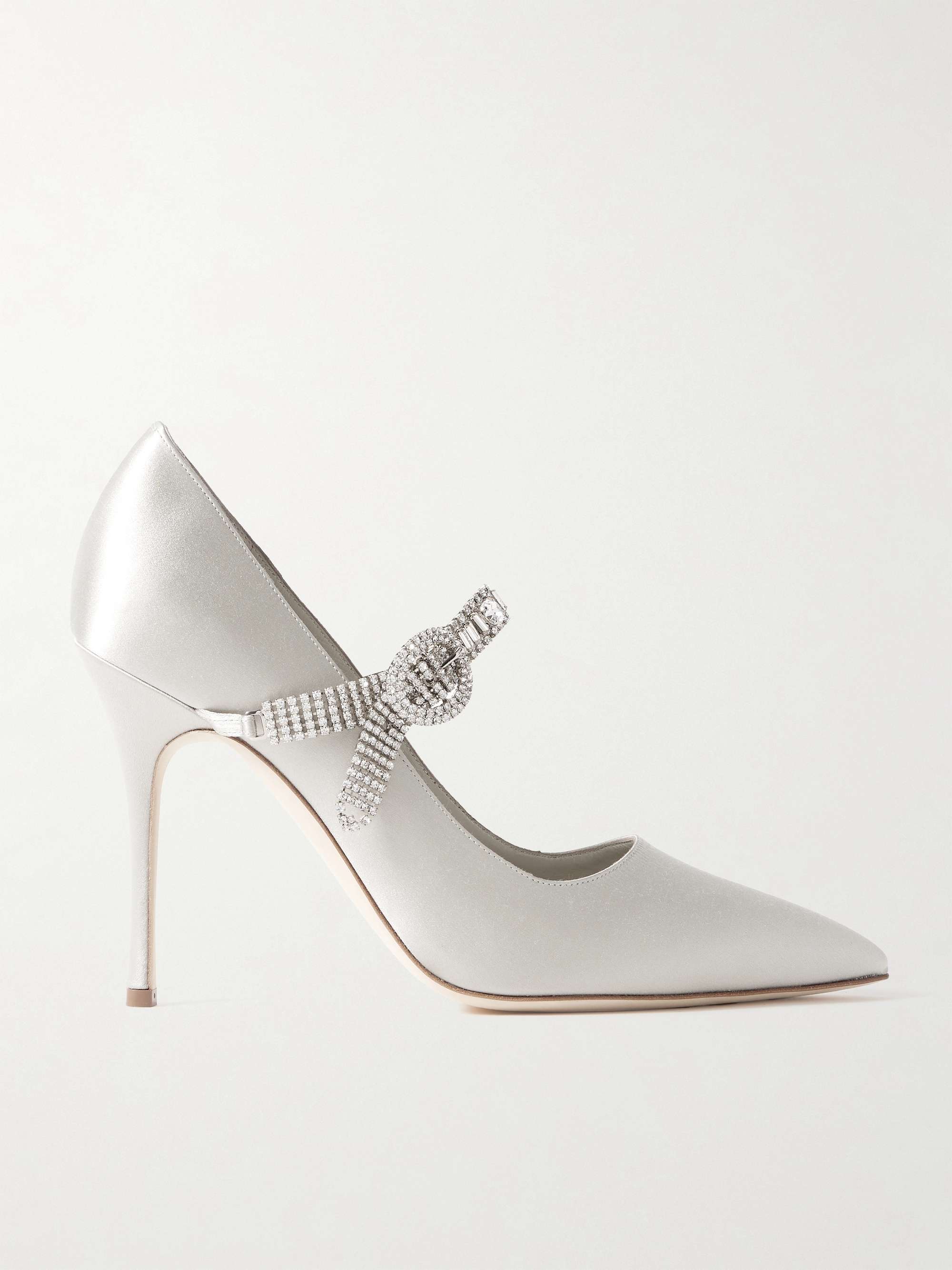 Hamedi 105 Crystal-Embellished Satin Point-Toe Pumps