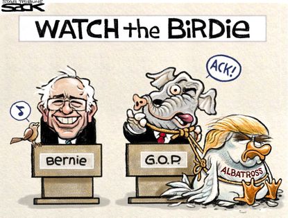Political Cartoon U.S. Bernie GOP