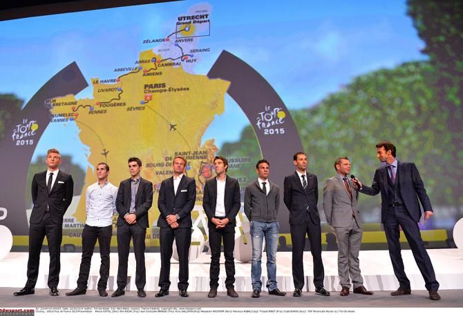 He won't be racing the Tour in 2015 but Cadel Evans made an appearance at the route presentation