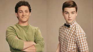 Georgie and Sheldon split image from Young Sheldon cast photos