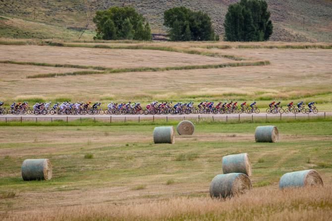 The peloton heads out through the Steamboat farmlands for stage 4.