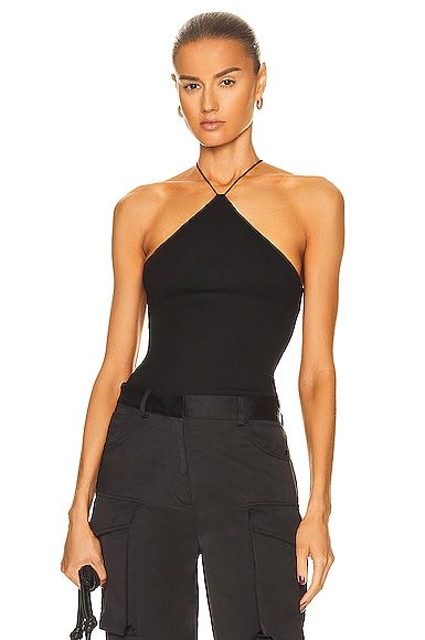 Stretch Silk Knit Halter Tank Top