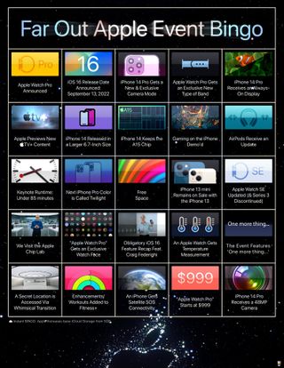 Apple event bingo card