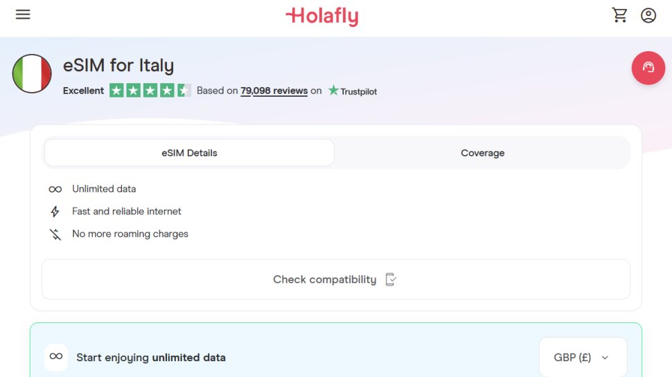 Holafly website screenshot (February 2026).