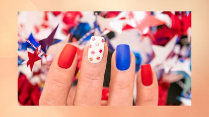 Fourth of July Nail Art Design - stock photo