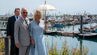 Prince Charles, Prince of Wales and Camilla, Duchess of Cornwall visit Newlyn Harbour and fishing port near Penzance