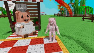 Chris P and player in Grow a Garden