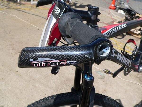 Bar ends? Yup, Killeen still runs bar ends, and Titec's Pluto Carbon is his bar end of choice.