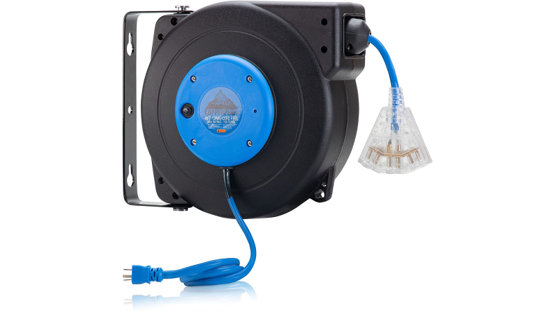 CopperPeak 50-foot retractable extension cord reel
