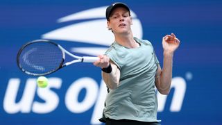 Jannik Sinner of Italy returns a shot against Christopher O&#039;Connell of Australia during their Men&#039;s Singles Third Round match on Day Six of the 2024 US Open at USTA Billie Jean King National Tennis Center 