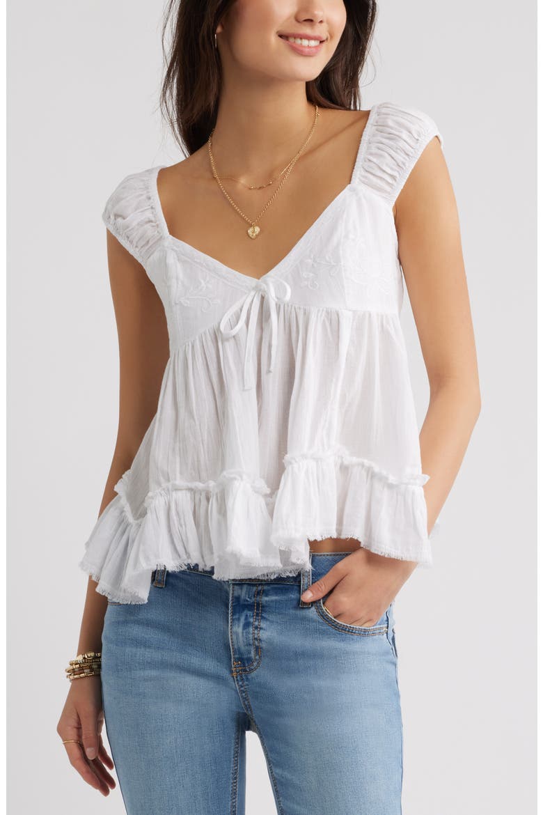 Cap Sleeve Cotton Babydoll Top