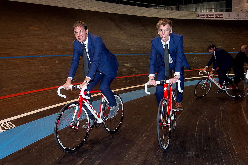 Jan Schaffrath and Koen Pelgrim at the Etixx-QuickStep presentation.
