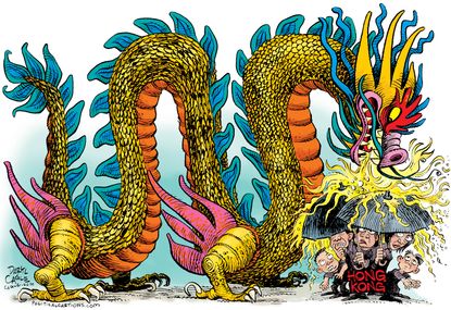 Political Cartoon Hong Kong China Communist Regime Dragon