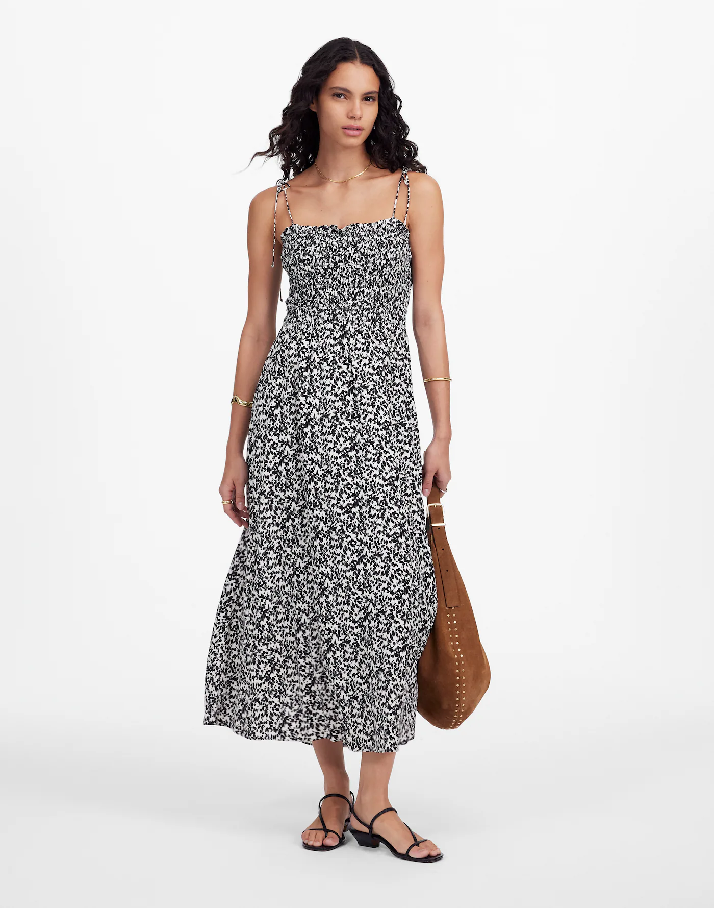 MW, Tie Shoulder Midi Dress in Floral