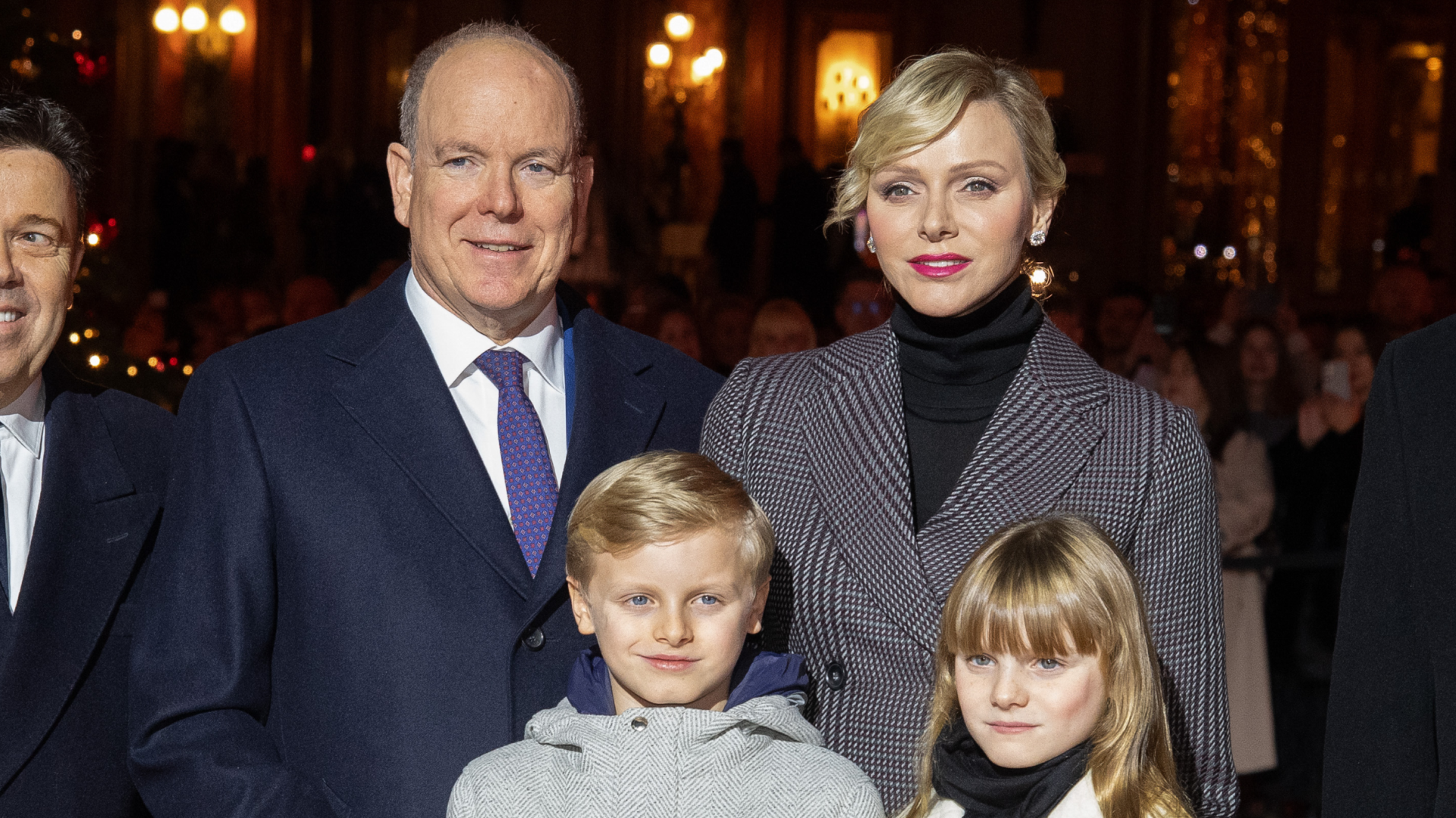 Prince Albert and Princess Charlene of Monaco pose with their twin children, Jacques and Gabriella