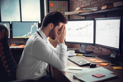 Frustrated trader shocked by stock fall, bankruptcy or money loss
