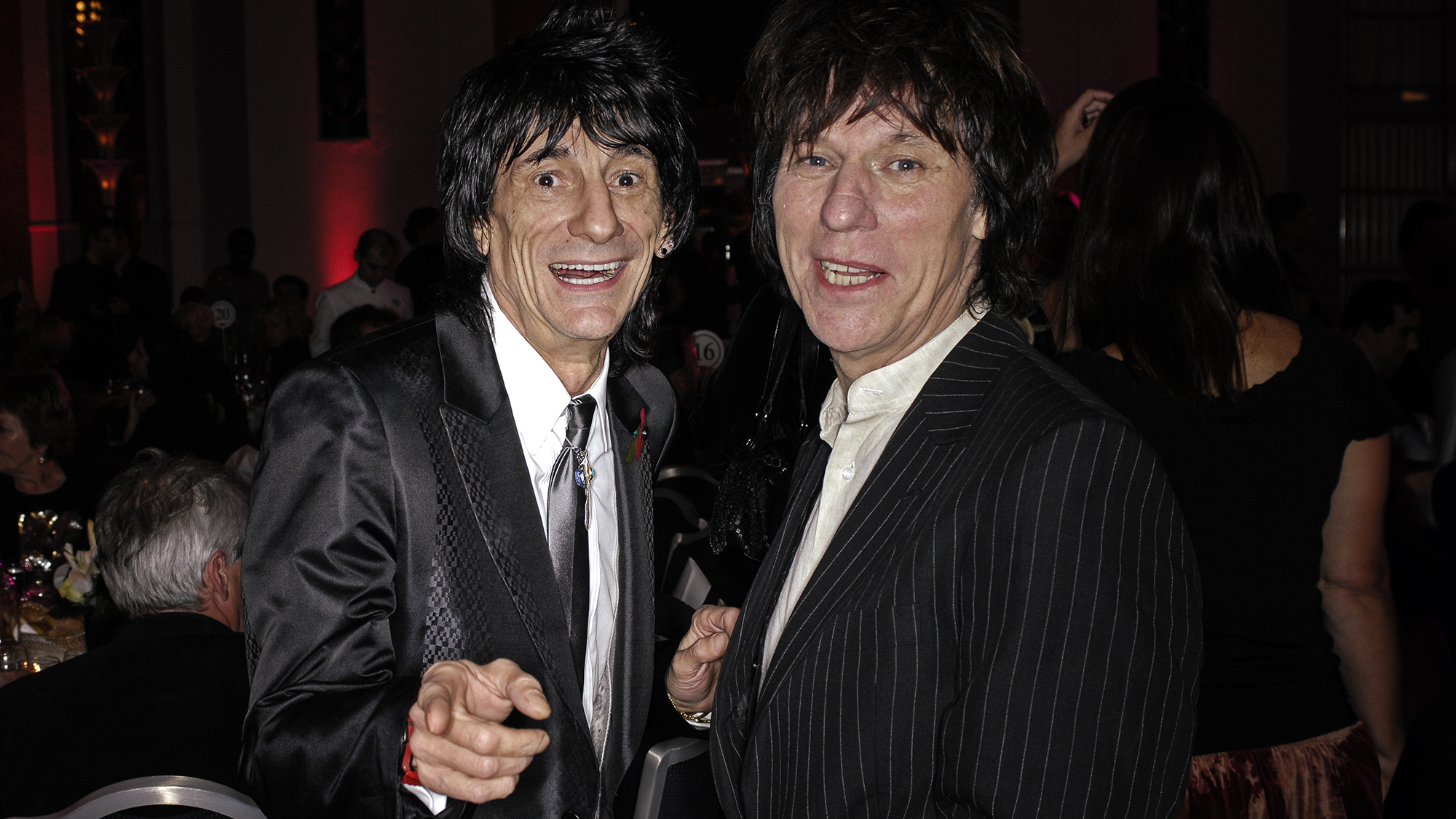 Ronnie Wood (L) and Jeff Beck at the 2008 Classic Rock Awards, Park Lane Hotel, London, November 3, 2008.
