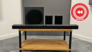 LG soundbar package with Rewind logo