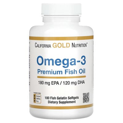 California Gold Nutrition, Omega-3 Premium Fish Oil, 100 Fish Gelatin Softgels (1,100 Mg Per Softgel)
