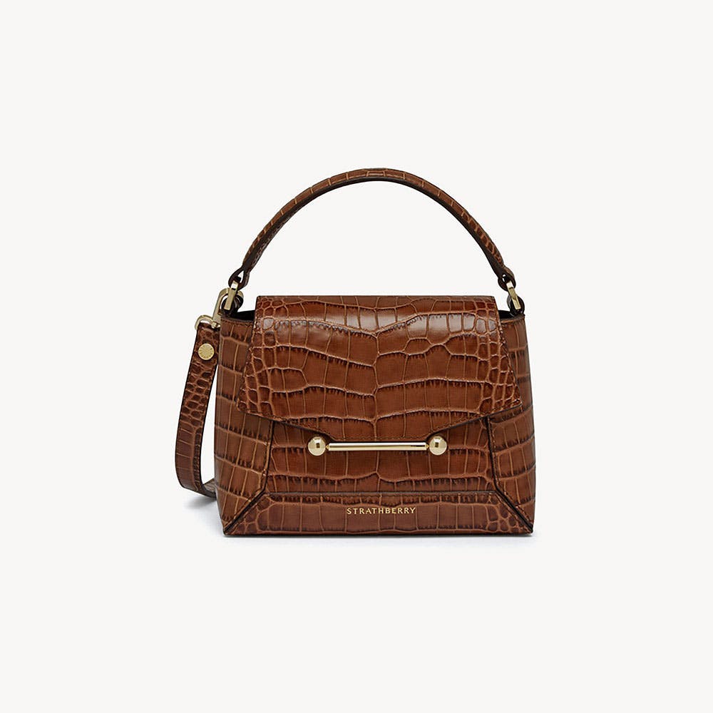 Mosaic Nano - Soft Croc-Embossed Leather Walnut