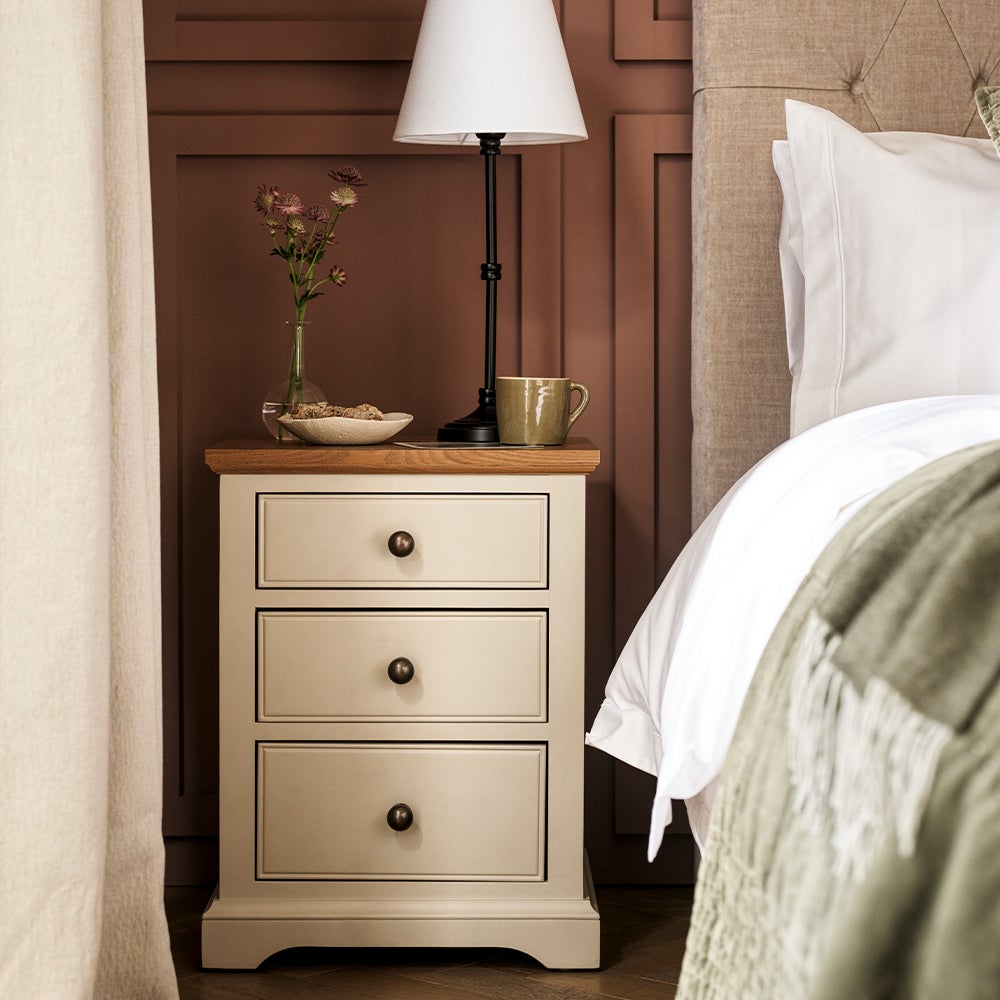 National Trust Chastleton Stone 3 Drawer Bedside Table