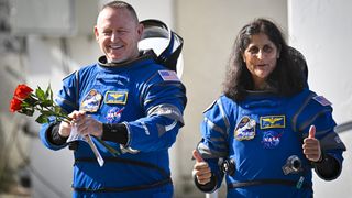 Suni Williams and Butch Wilmore at Kennedy Space Station in Florida before embarking on Starliner.