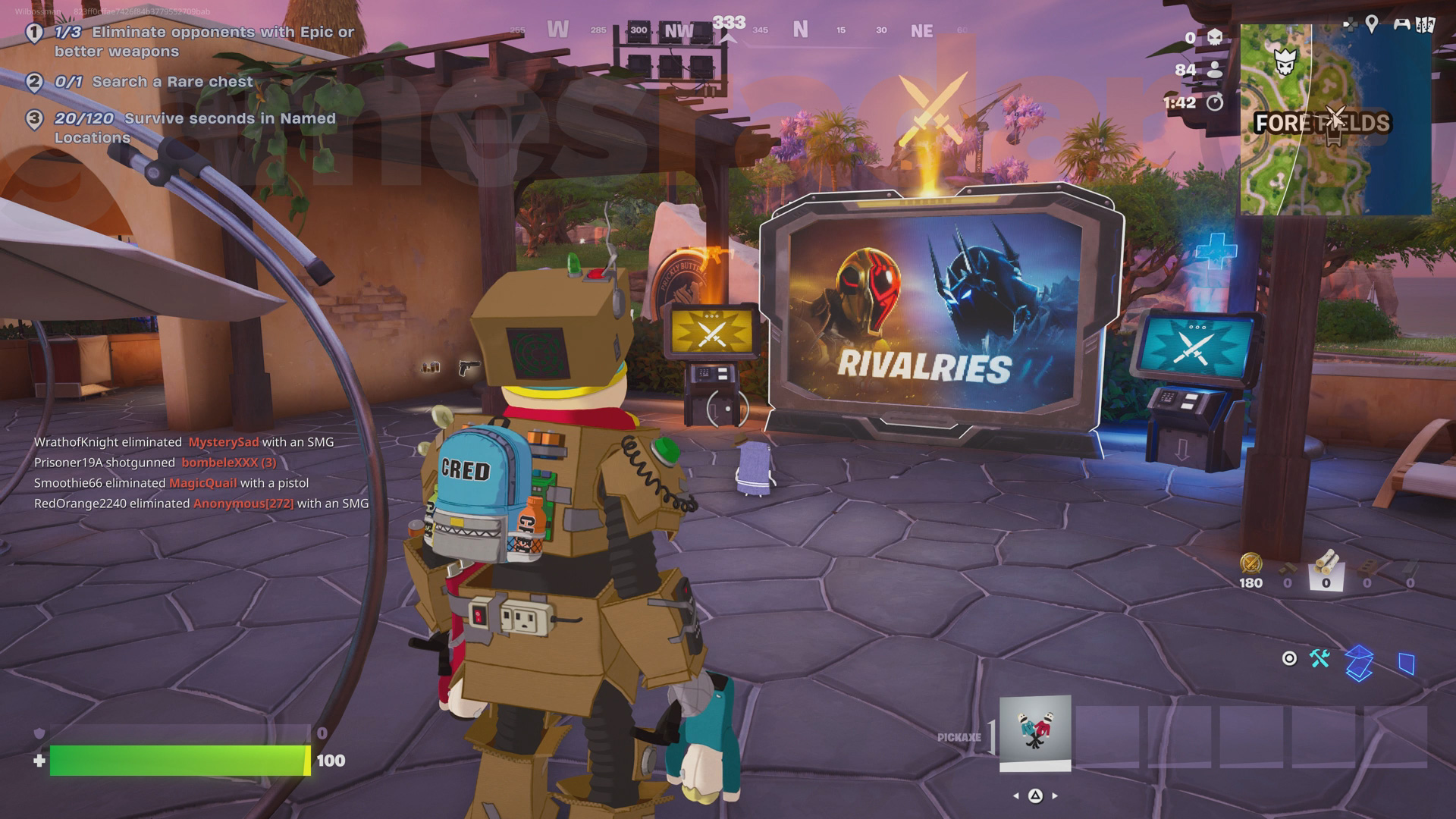 One of the Fortnite Rivalries screens used to pick a new Rival or unlock weapons and perks