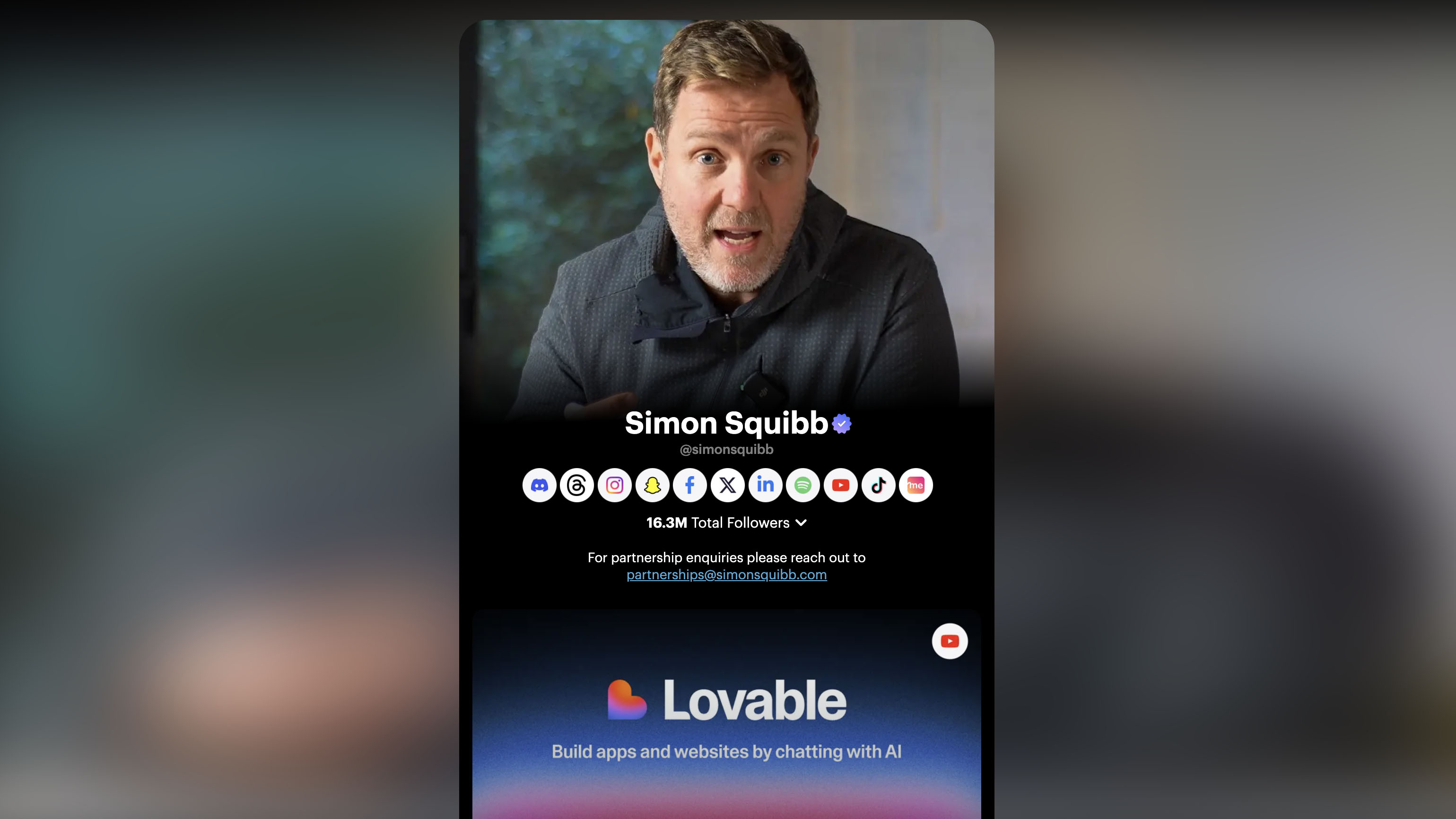 Simon Squibb social channels