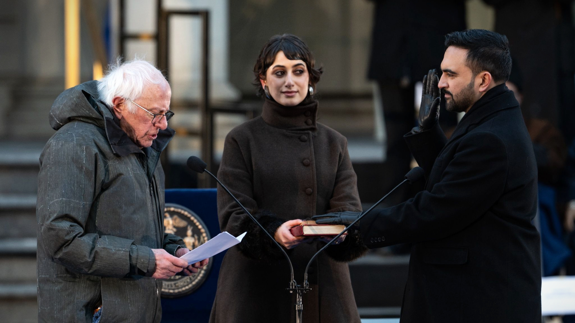 Sen. Bernie Sanders (I-Vt.) swears in New York Mayor Zohran Mandami