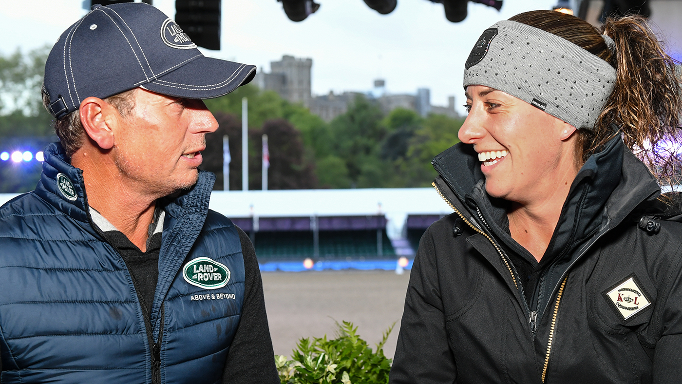 Carl Hester and Charlotte Dujardin during the Royal Windsor Horse Show held in the private grounds of Windsor Castle in Berkshire in the UK between on 8th-12th May 2019