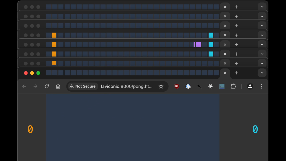 Pong can now be played across 240 browser tabs — faviconic leverages tab favicons