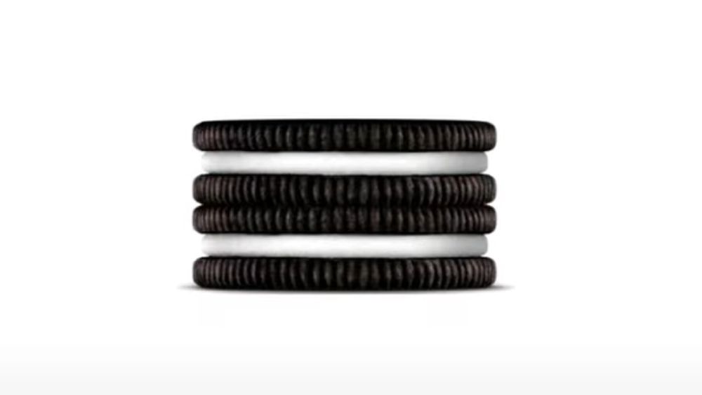 Two Oreo cookies stacked to look like a hamburger menu UI icon