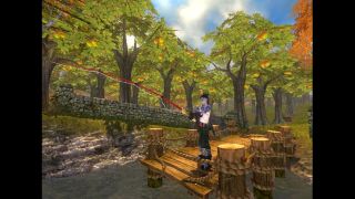 Fishing on a sunny day in a green forest in Fable