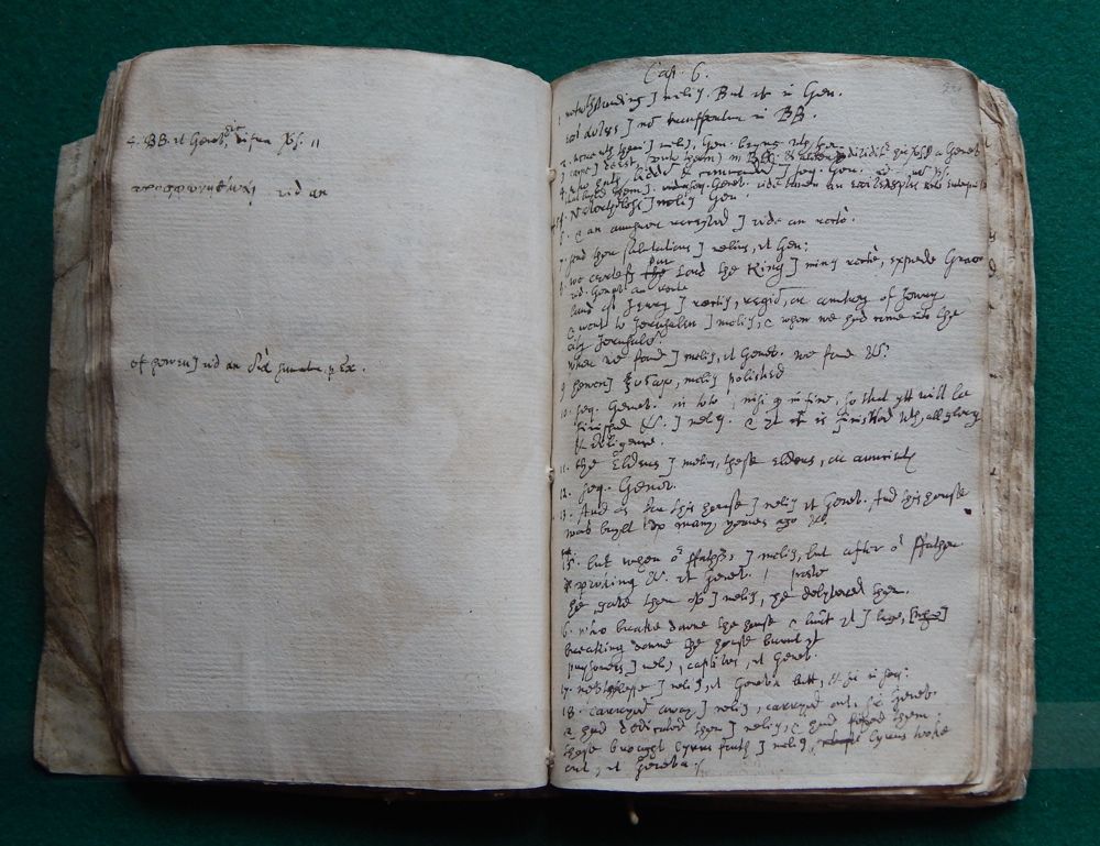 Pages of the notebook in which Samuel Ward translated an updated version of the King James Bible&#039;s Apocrypha section.