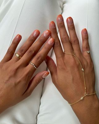 Orange ombre french nails by Iram Shelton