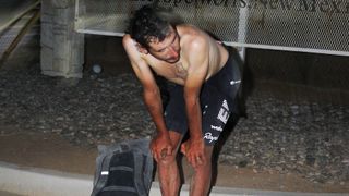 Lachlan Morton at the end of his 4,296km ride