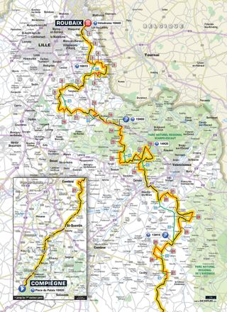 2016 Paris-Roubaix map